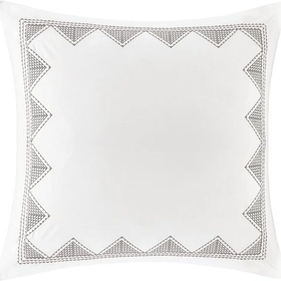 INKIVY Isla Cotton Embroidered Europe White European Sham - Picture 1 of 2